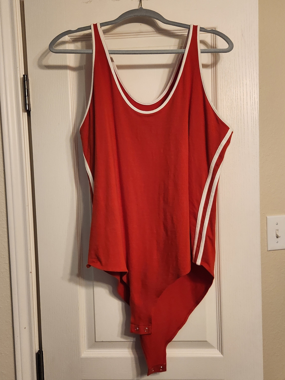 wild fable Red Tank Bodysuit with White Trim